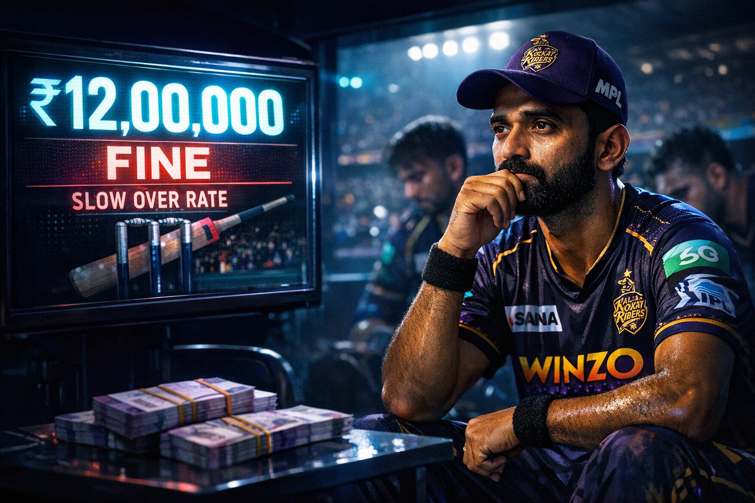 KKR Captain Ajinkya Rahane Fined 12 Lakh Rupees for Slow Over Rate Breach