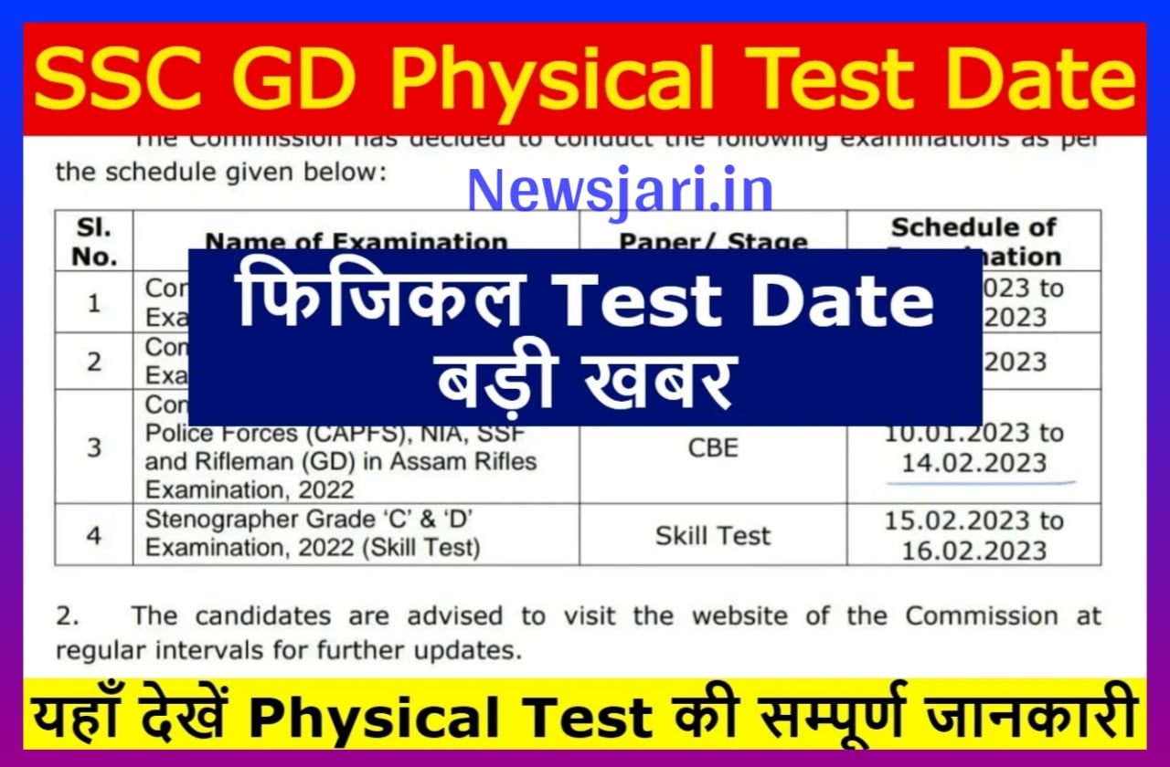 SSC GD Physical Test 2023 : Date अभी-अभी हुआ जारी, SSC GD Result इस दिन होगा जारी