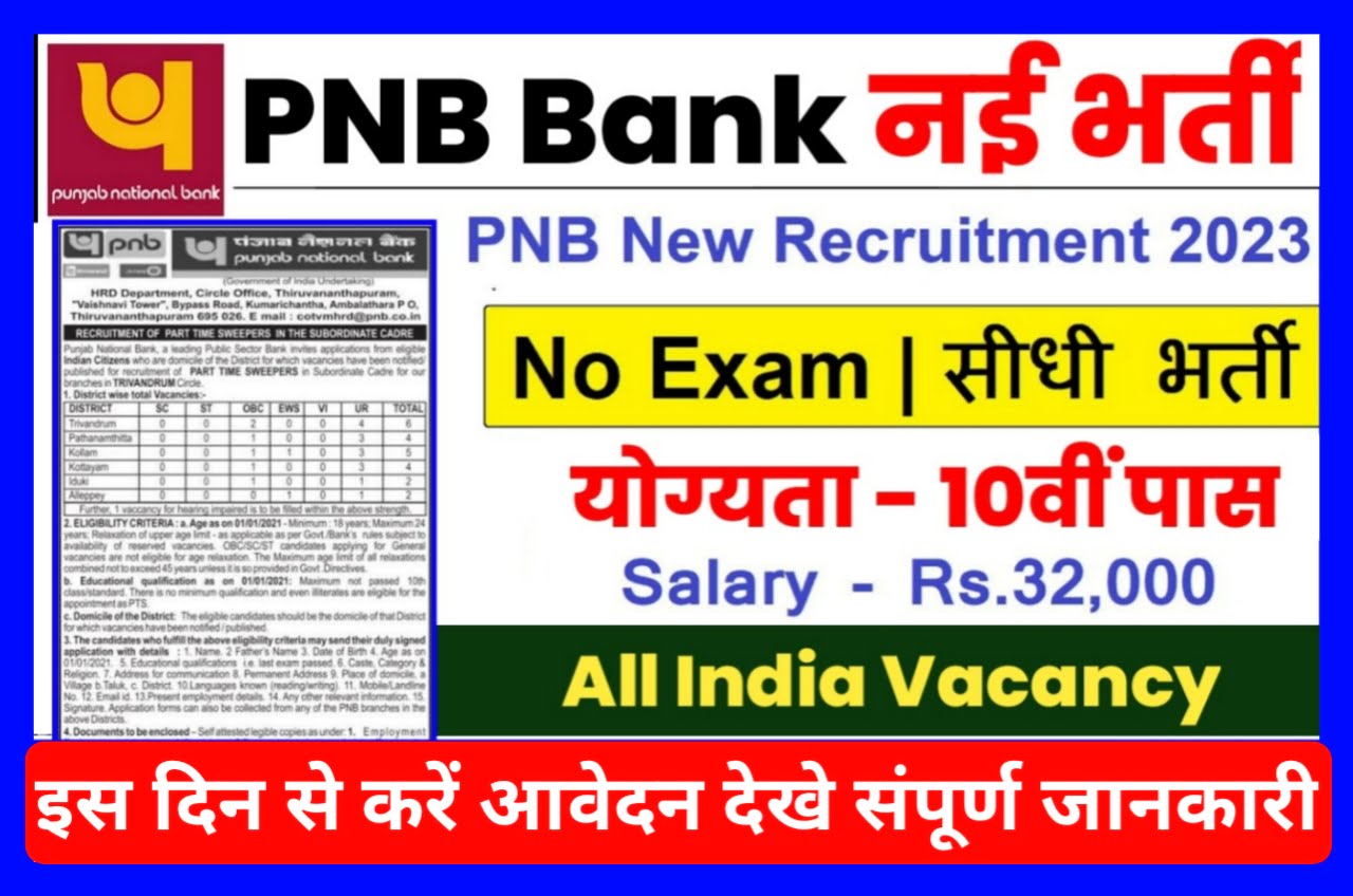 Punjab National Bank Recruitment| पंजाब नेशनल बैंक में 26390 कलक चपरासी के पदों पर भर्ती 10वीं 12वीं पास जल्द करें ऑनलाइन आवेदन