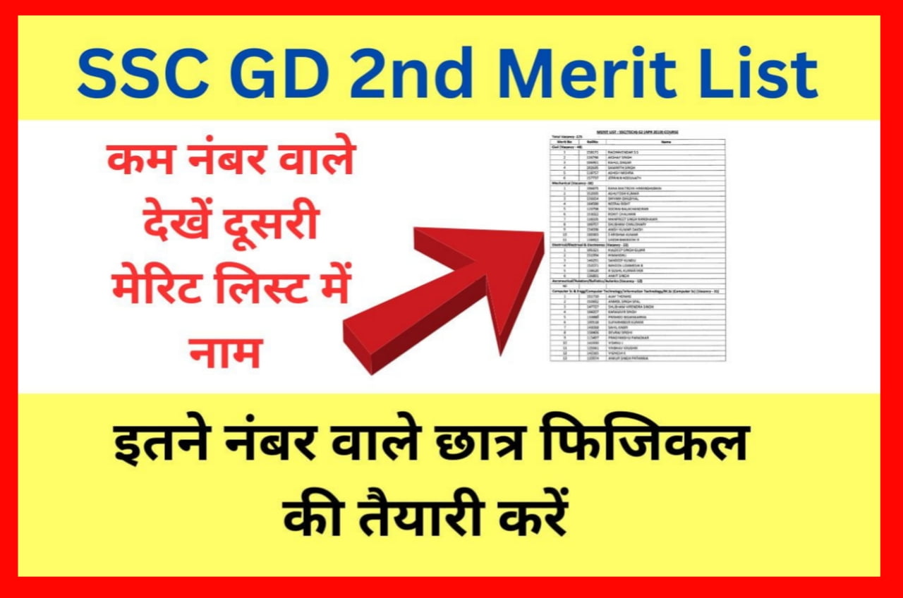 SSC GD 2nd Merit List 2023 : कम नंबर वालों का भी चयन इस डेट को फिजिकल एडमिट कार्ड होगा जारी Best Link
