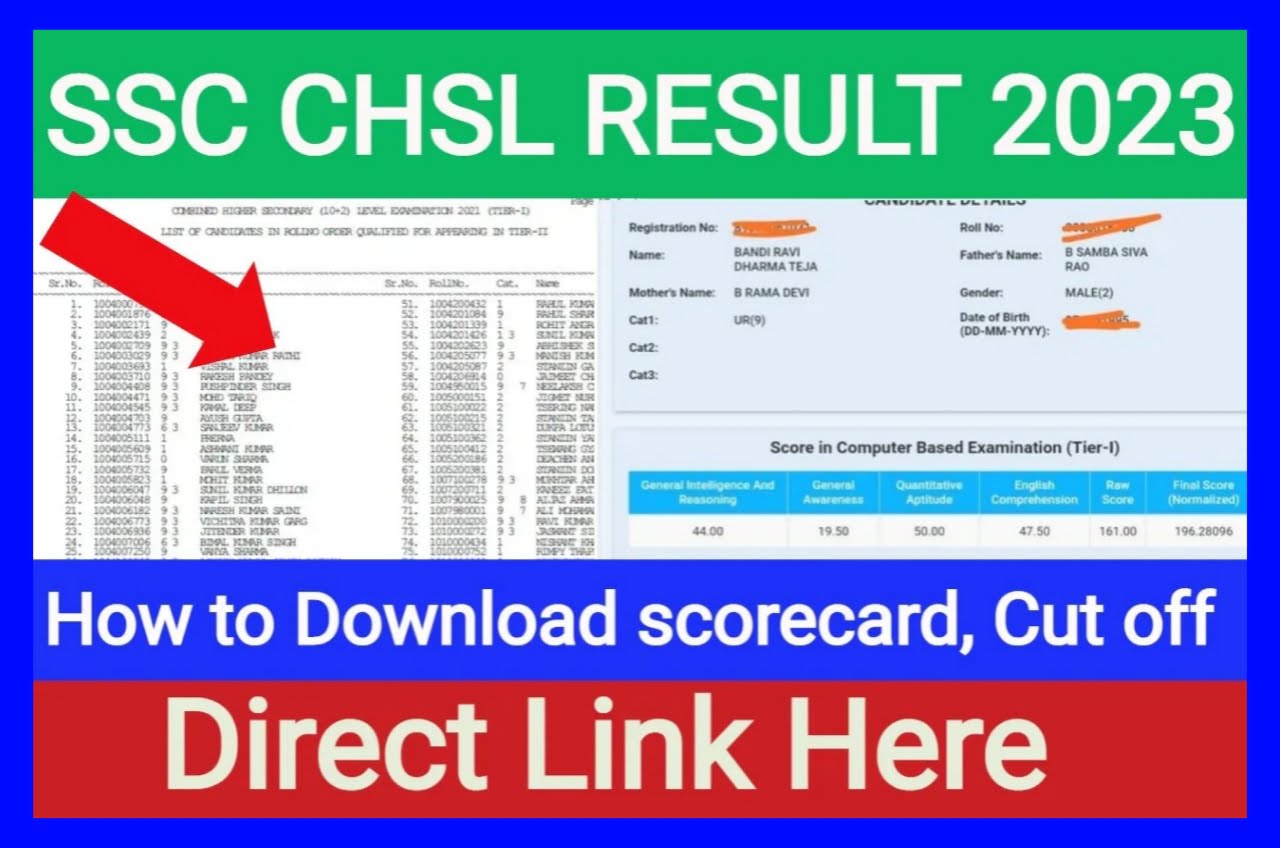 SSC CHSL Result 2023 Download Tier 1 Result Scorecard & Merit List PDF Best Link