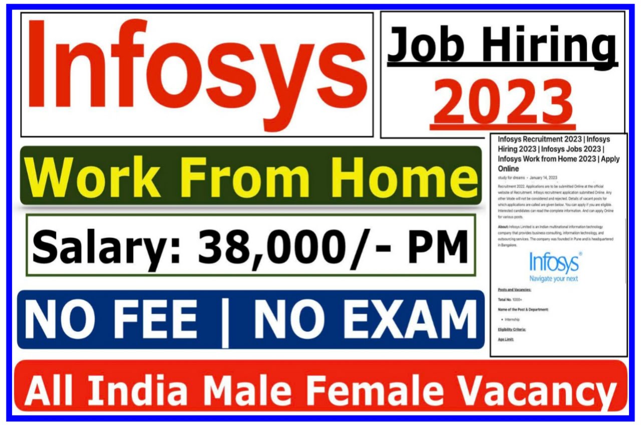 इंफोसिस कंपनी ने जरूरतमंदों के लिए निकाली वर्क फ्रॉम होम जॉब्स, वेतन मिलेगा ₹15000 महीना | Infosys work from home job Best Link