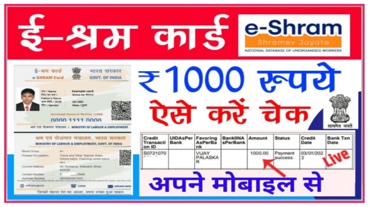 E Shram Card Ka Paisa List : इस योजना के द्वारा मजदूरों को ₹1000 मिलना शुरू, यहां से चेक करें अपना नाम Best Link