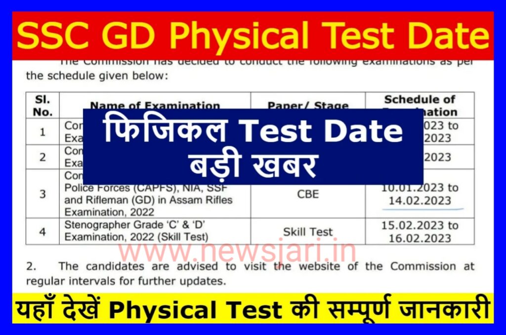 SSC GD Physical Data 2023 : अभी-अभी हुआ ऑफिशल नोटिस जारी इतने अंक वालों करे दौर शुरू