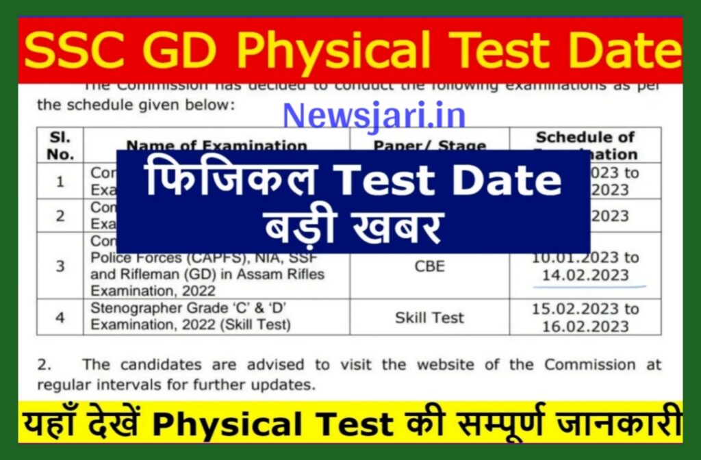 SSC GD Physical Data 2023 : अभी-अभी हुआ ऑफिशल नोटिस जारी इतने अंक वालों करे दौर शुरू