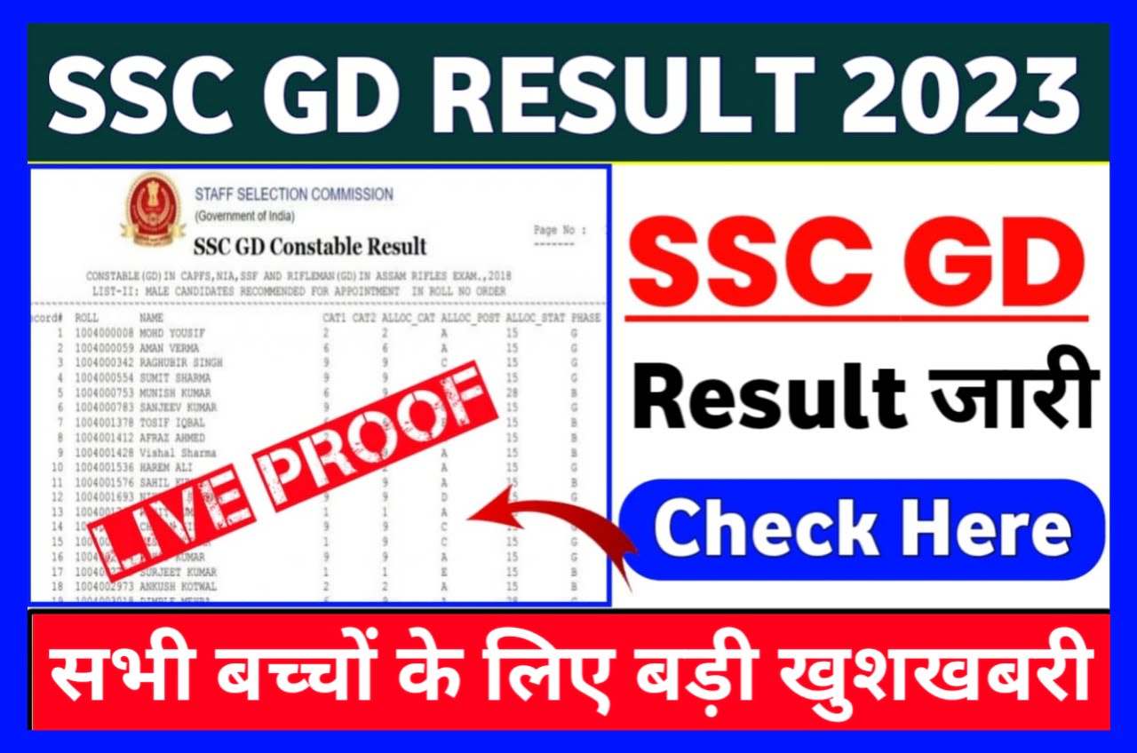 SSC GD Result 2023 Out : अचानक एसएससी जीडी रिजल्ट हुआ जारी चुटकियों में अपना रिजल्ट Best लिंक से चेक करें