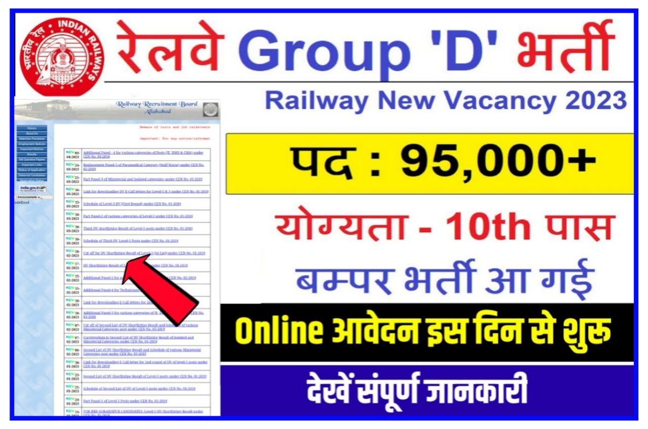 Railway Group D Bharti 2023 : रेलवे ग्रुप डी में निकली बंपर भर्ती 10वीं 12वीं पास को मिलेगी नौकरी आवेदन हुआ शुरू Best l लिंक 