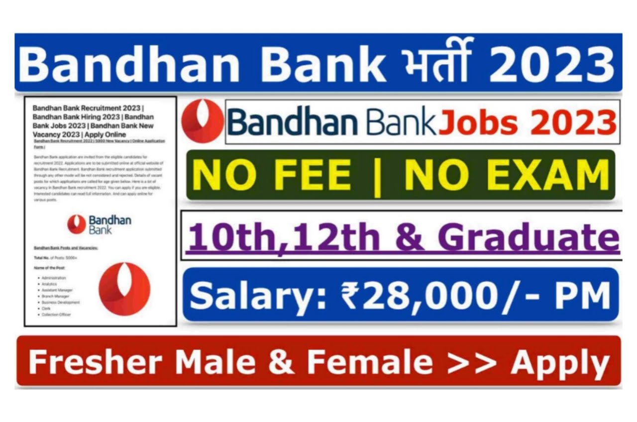 Bandhan Bank Data Operator Requirement 2023 : बंधन बैंक में 20440 डाटा ऑपरेटर के पदों पर निकली बंपर भर्ती 10वीं पास करें आवेदन यहां से New Best Link