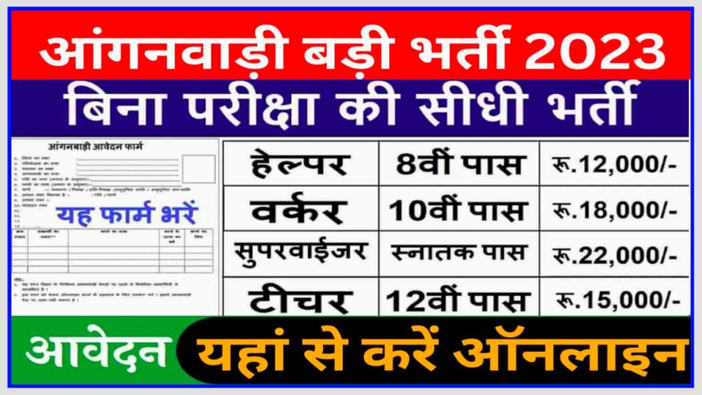 Aaganwadi Vacancy 2023 : आंगनवाड़ी में 10000 पदों से अधिक पदों पर निकली सीधी भर्ती दसवीं पास करें आवेदन New Best Link