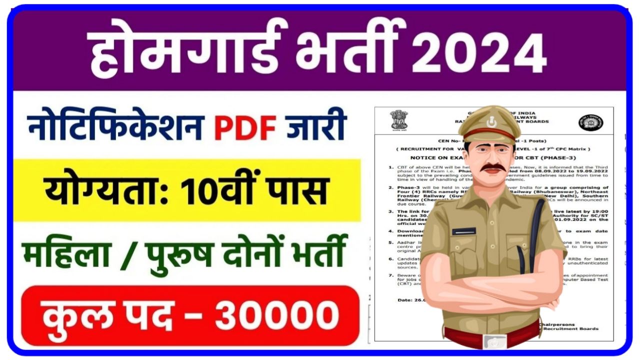 Home Guard Bharti 2024 : 30000 पदों पर दसवीं पास वालों के लिए नई भर्ती यहां से देखें पूरी जानकारी New Best Link