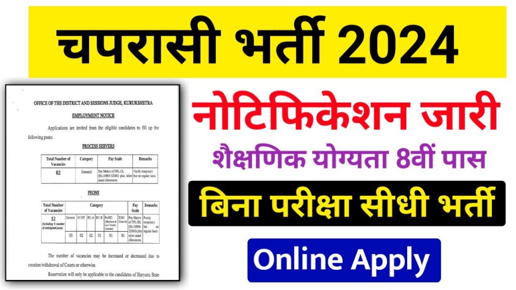 Peon Vacancy : प्रोसेसर सरवर और चपरासी के पदों पर 8 फरवरी तक कर सकते हैं आवेदन